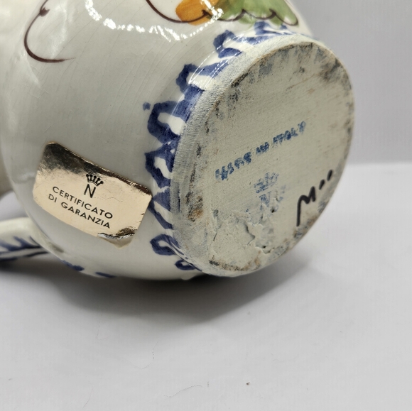 Small Italian Ceramic Pitcher Hand Painted Grapes - Picture 3 of 3